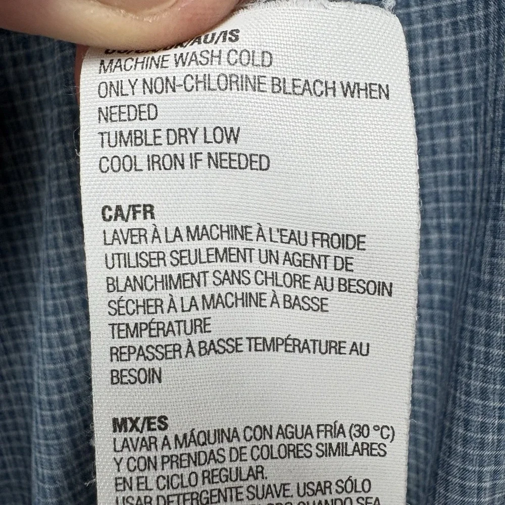 Kirkland Button Up Shirt Mens Large 16-16.5 34/35 Blue Moisture Wicking Stretch - Picture 10 of 10